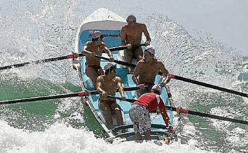 Woolgoolga's under-19 surf boat crew fell victim to the tough conditions. Woolgoolga's under-19 surf boat crew fell victim to the tough conditions.